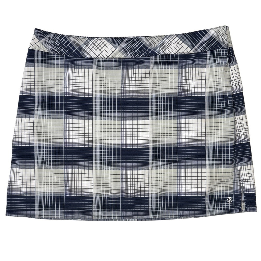 {Izod} White Black Gray Plaid Performance Golf Skort Skirt